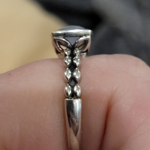 John Hardy Angela Sterling Silver Two Scalloped Design Band Chalcedony S… - Picture 4 of 9